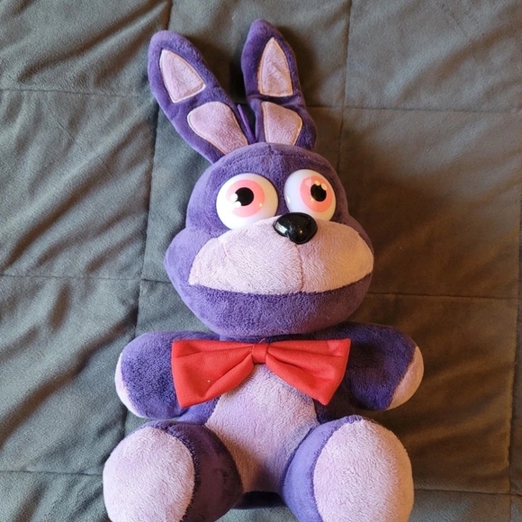 Purple Plush Bunny Toy with Red Bow Tie - Picture 1 of 5